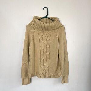 Ann Taylor LOFT Tan Cable Knit Turtleneck Size Large